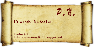 Prorok Nikola névjegykártya